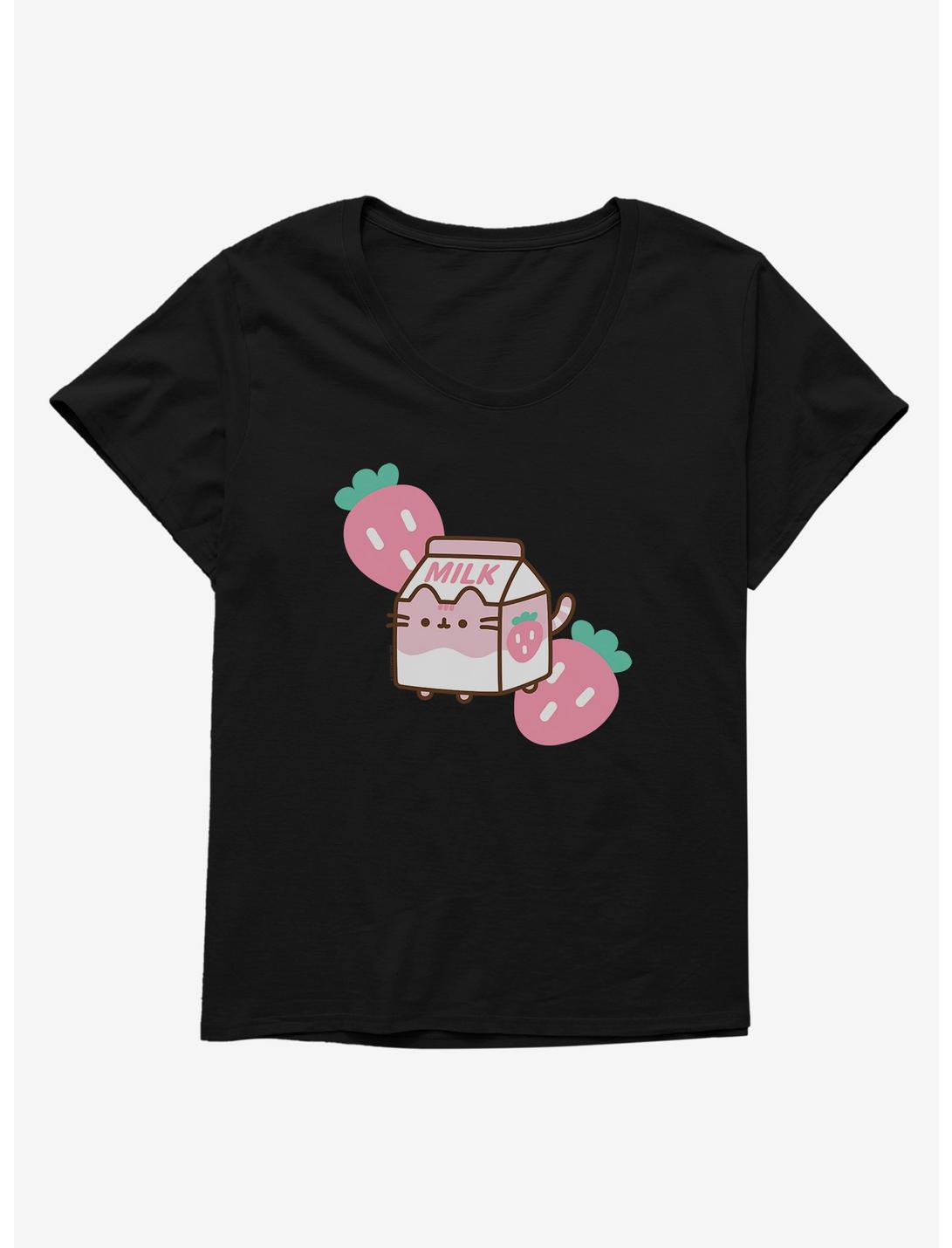 Pusheen Sips Strawberry Milk Womens T-Shirt Plus Size, , hi-res