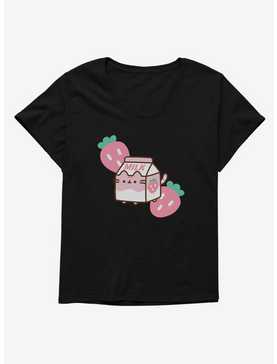 Pusheen Sips Strawberry Milk Womens T-Shirt Plus Size, , hi-res