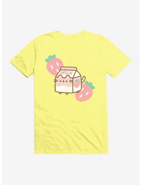 Pusheen Sips Strawberry Milk T-Shirt, , hi-res