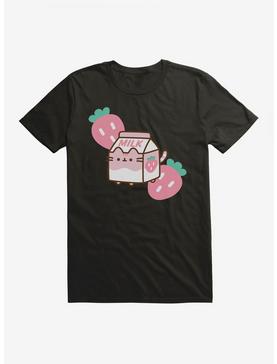 Pusheen Sips Strawberry Milk T-Shirt, , hi-res