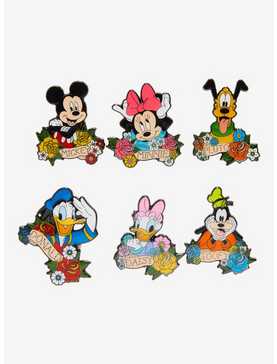 Loungefly Disney Mickey Mouse And Friends Tattoo Art Blind Box Enamel Pin, , hi-res