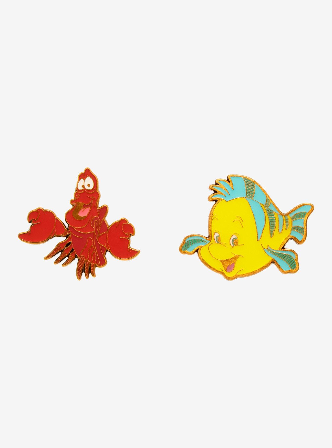 Loungefly Disney The Little Mermaid Flounder & Sebastian Enamel Pin Set, , hi-res