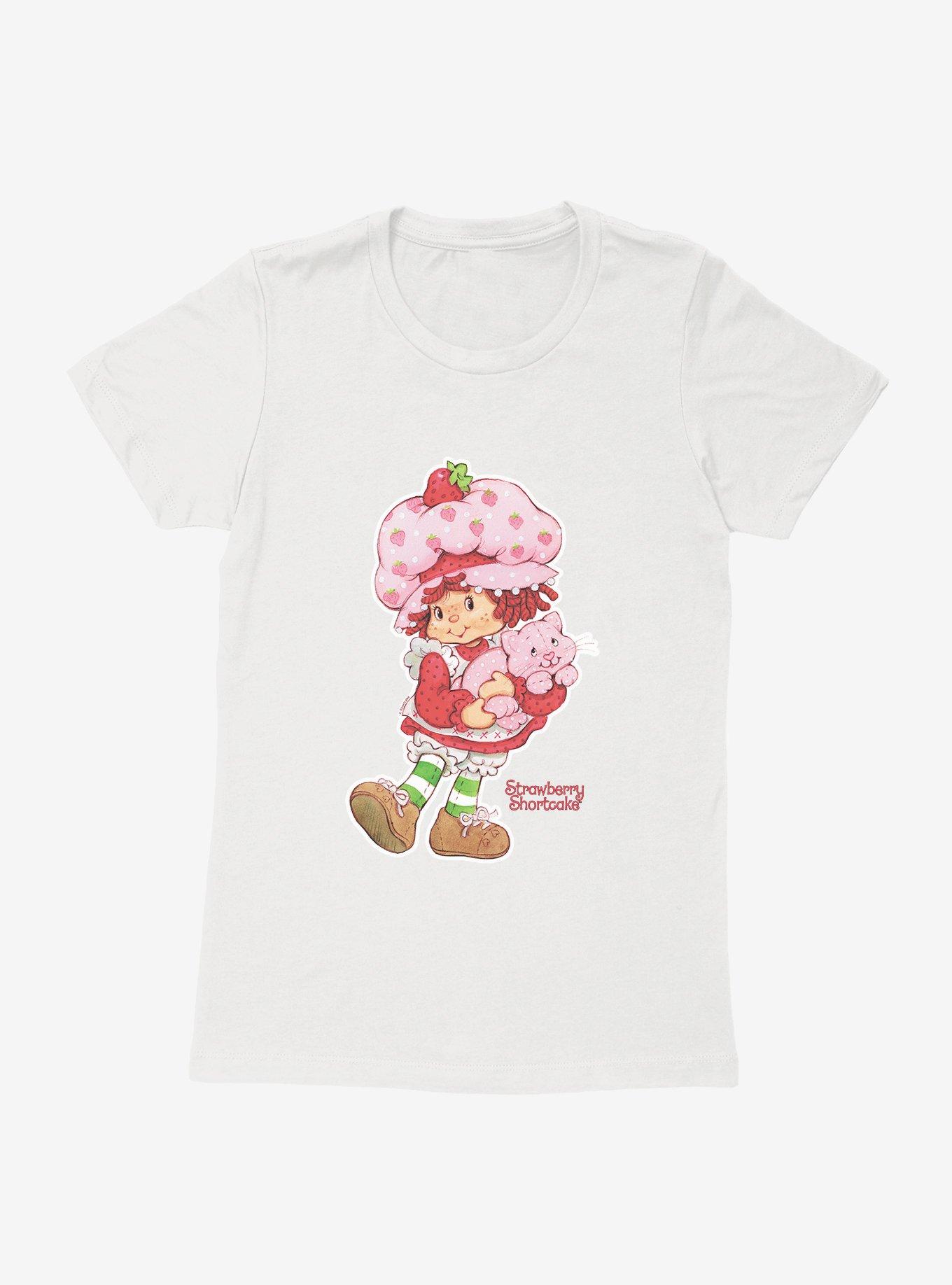 Strawberry Shortcake And Custard Kitty Womens T-Shirt, WHITE, hi-res