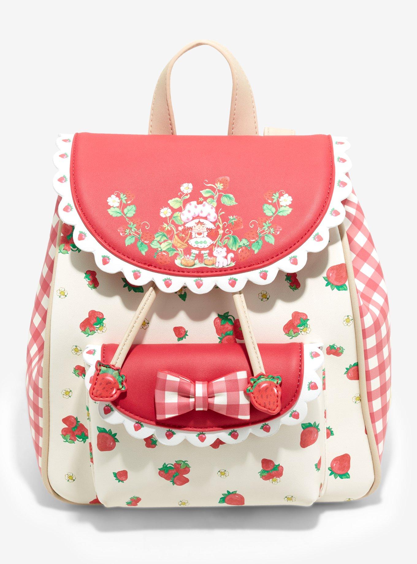 Pink Strawberry Mini Backpack Crossbody Bag