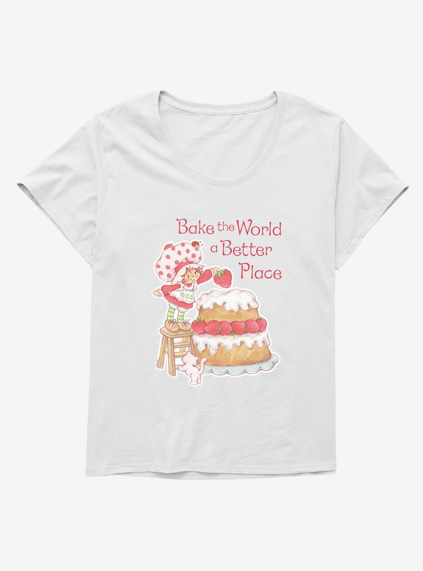 Strawberry Shortcake Bake The World A Better Place Womens T-Shirt Plus Size, WHITE, hi-res