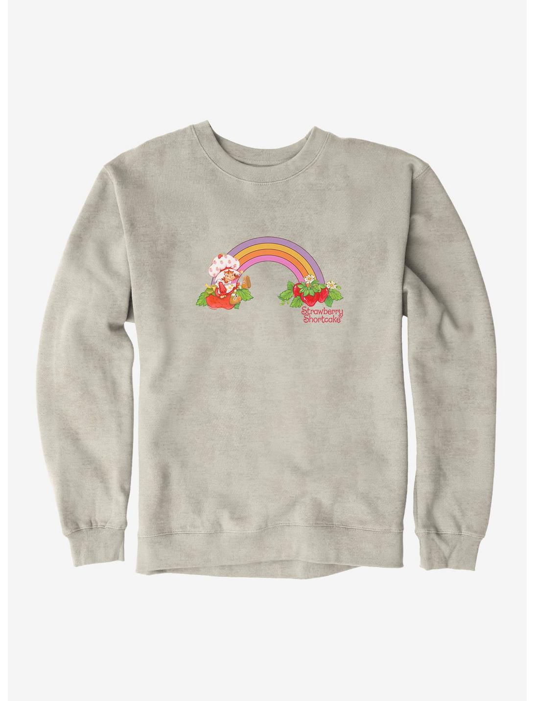 Strawberry Shortcake Strawberry Retro Rainbow Sweatshirt, OATMEAL HEATHER, hi-res