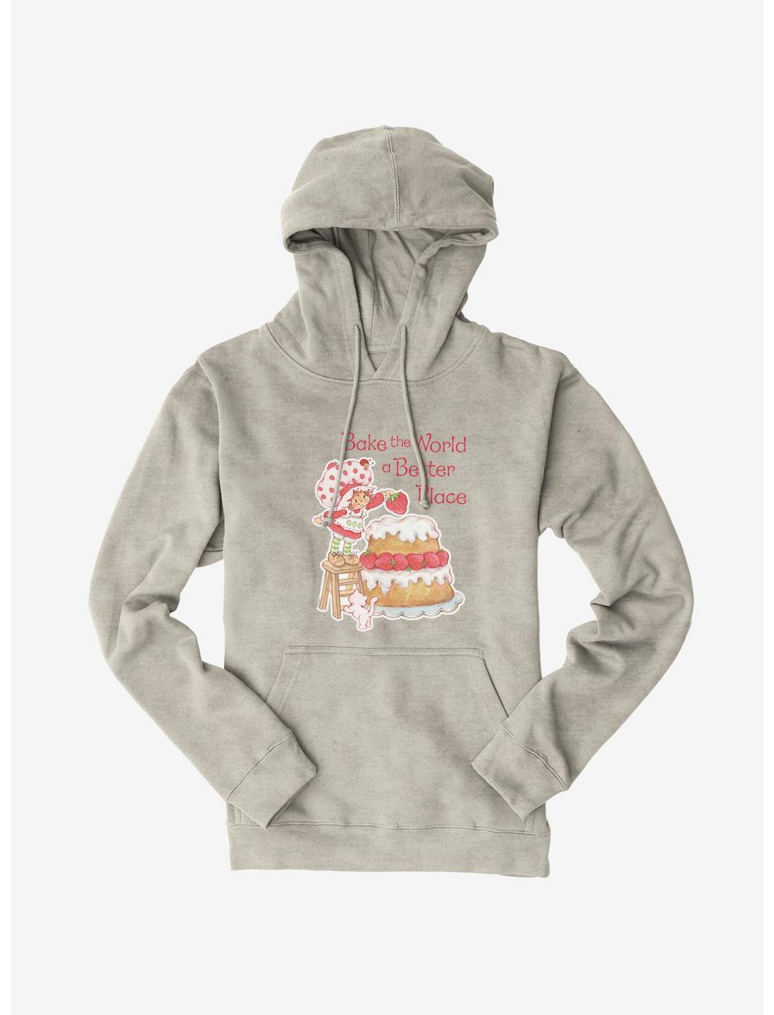 Strawberry Shortcake Bake The World A Better Place Hoodie, OATMEAL HEATHER, hi-res