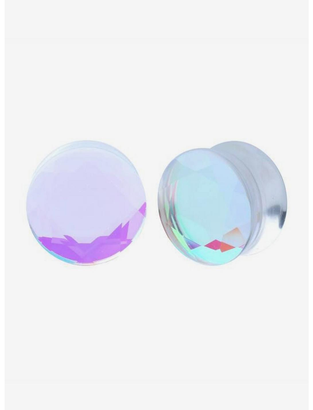 Glass Iridescent Faceted Plug 2 Pack, CLEAR, hi-res