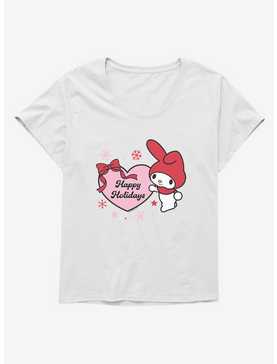 My Melody Happy Holidays Heart Girls T-Shirt Plus Size, , hi-res