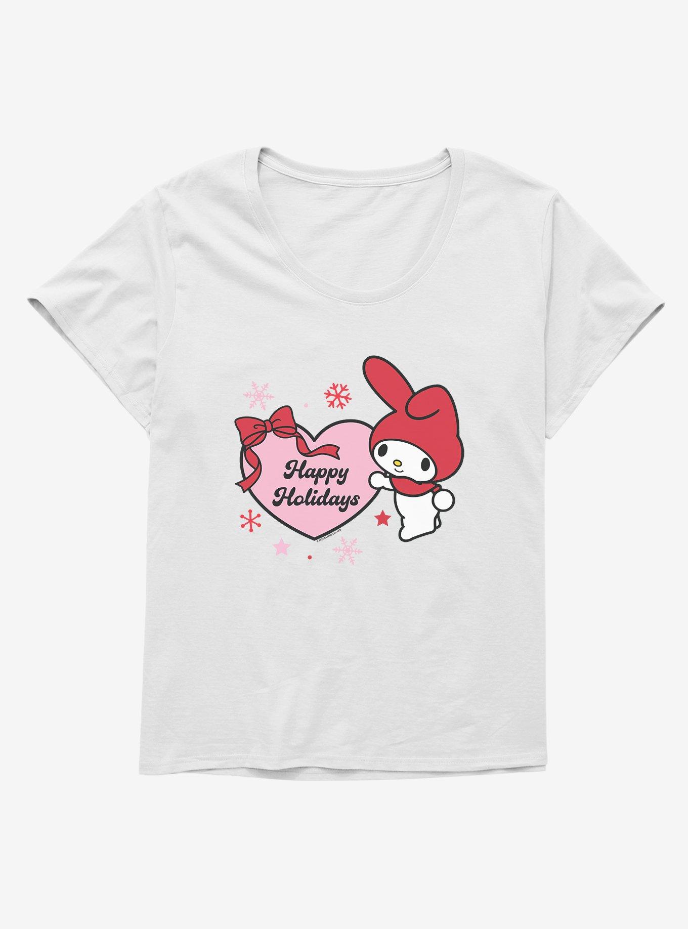 My Melody Happy Holidays Heart Girls T-Shirt Plus Size, , hi-res