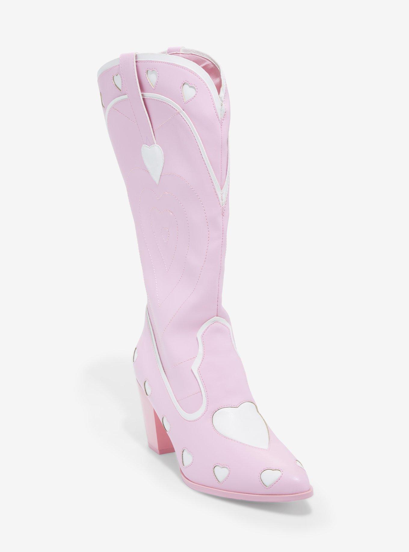 YRU Pink Heart Space Cowgirl Boots Hot Topic