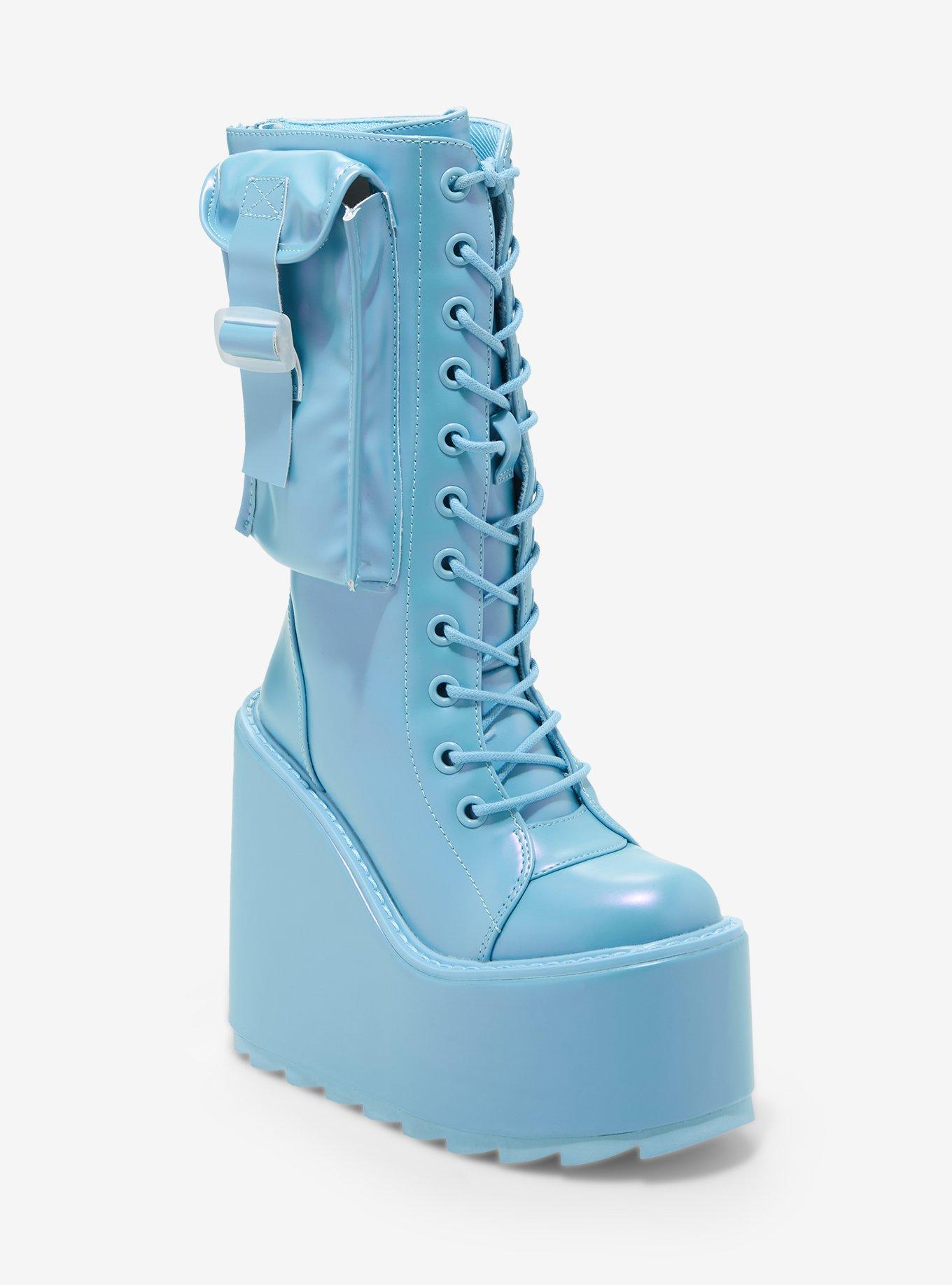 YRU Dune Desert Pearl Blue Platform Boots, MULTI, hi-res