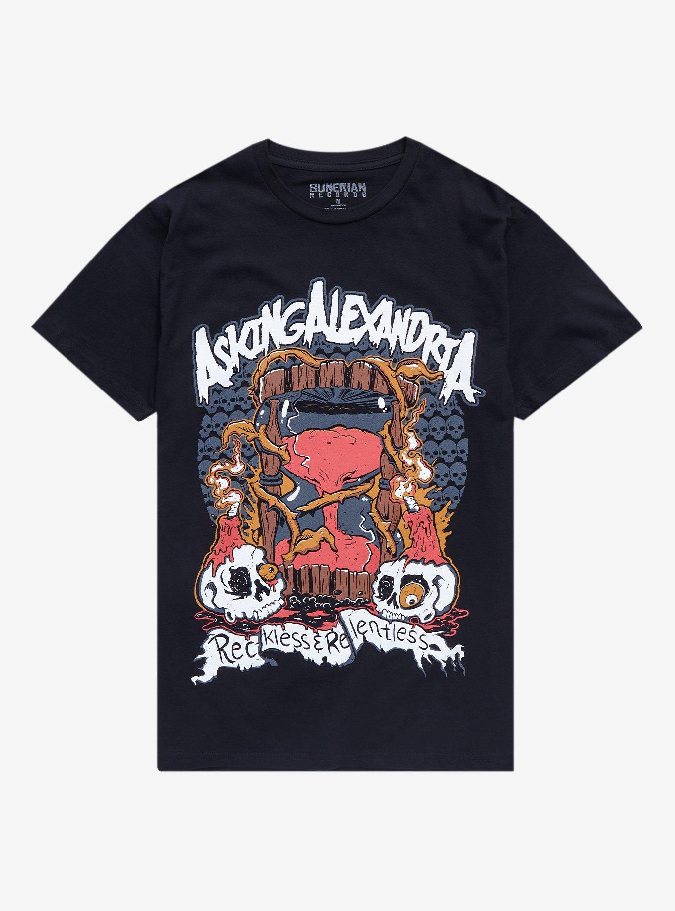 Asking Alexandria Reckless & Relentless Hourglass T-Shirt, BLACK, hi-res