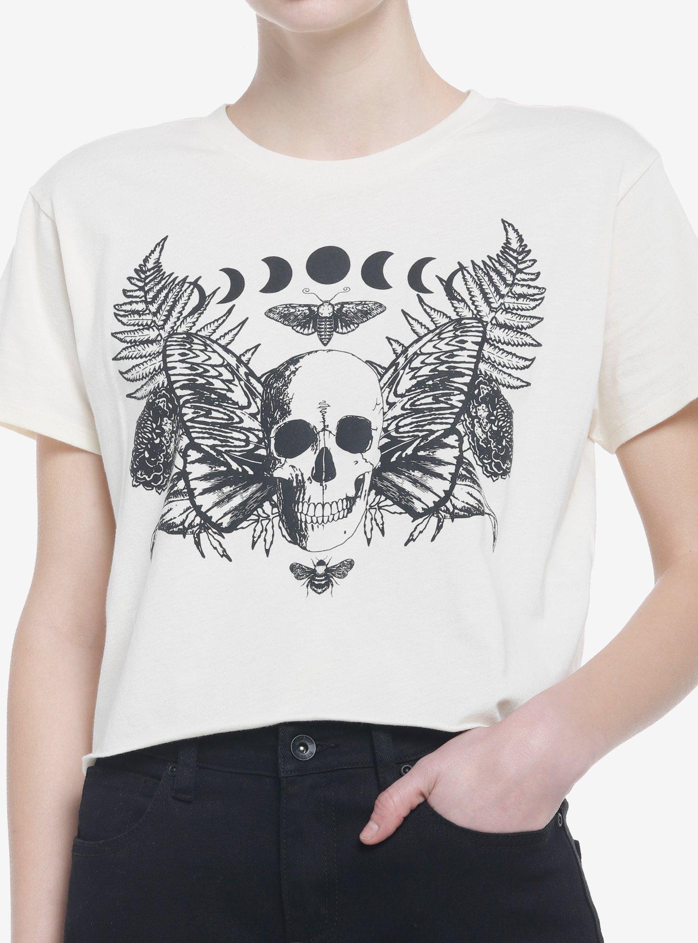 Moth Skeleton Celestial Girls Crop T-Shirt, MULTI, hi-res