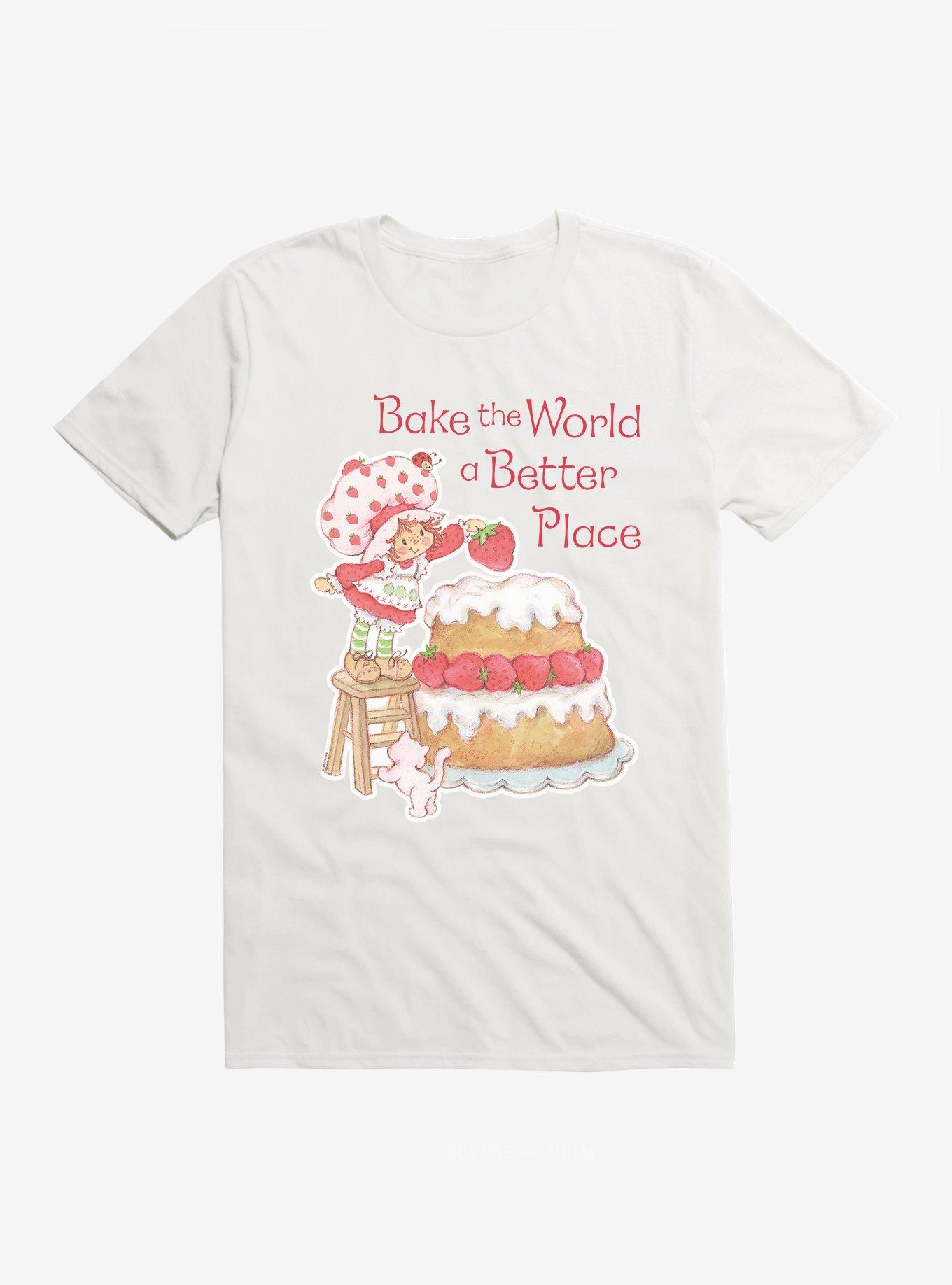 Strawberry Shortcake & Custard Bake The World A Better Place T-Shirt, WHITE, hi-res