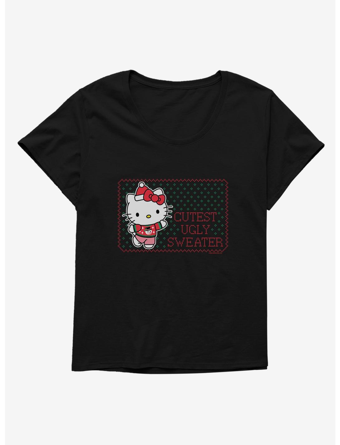 Hello Kitty Cutest Ugly Christmas Girls T-Shirt Plus Size, BLACK, hi-res