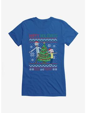 Rick And Morty Happy Holidays Sweater Girls T-Shirt, , hi-res