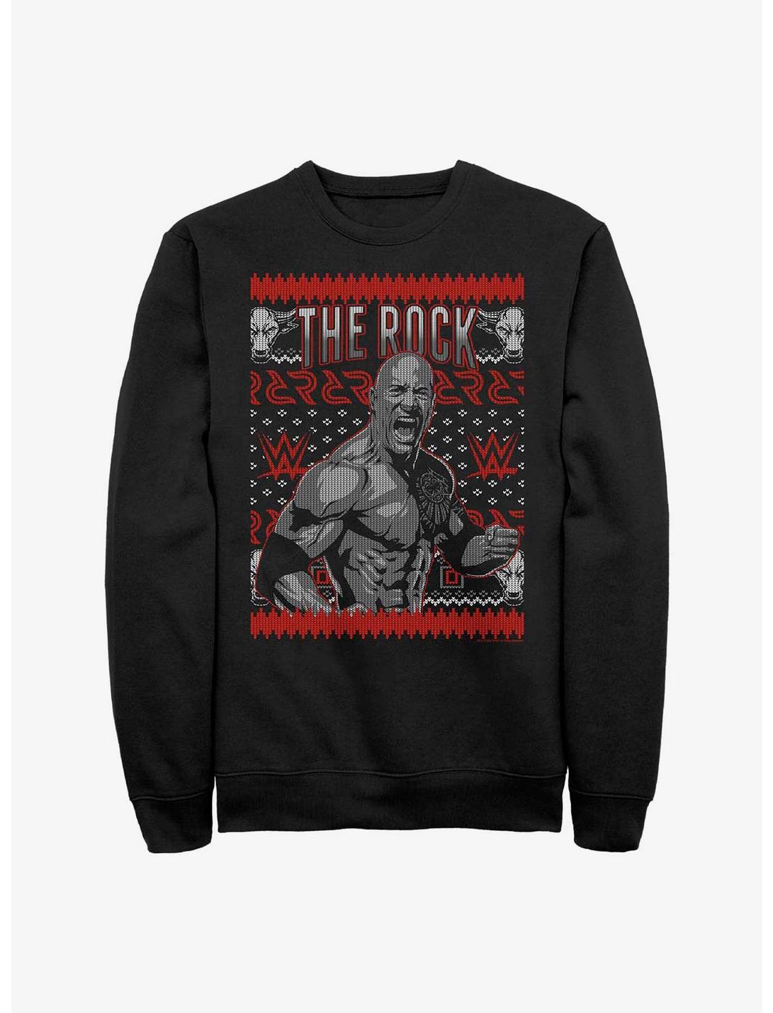 WWE The Rock Ugly Christmas Sweatshirt, BLACK, hi-res