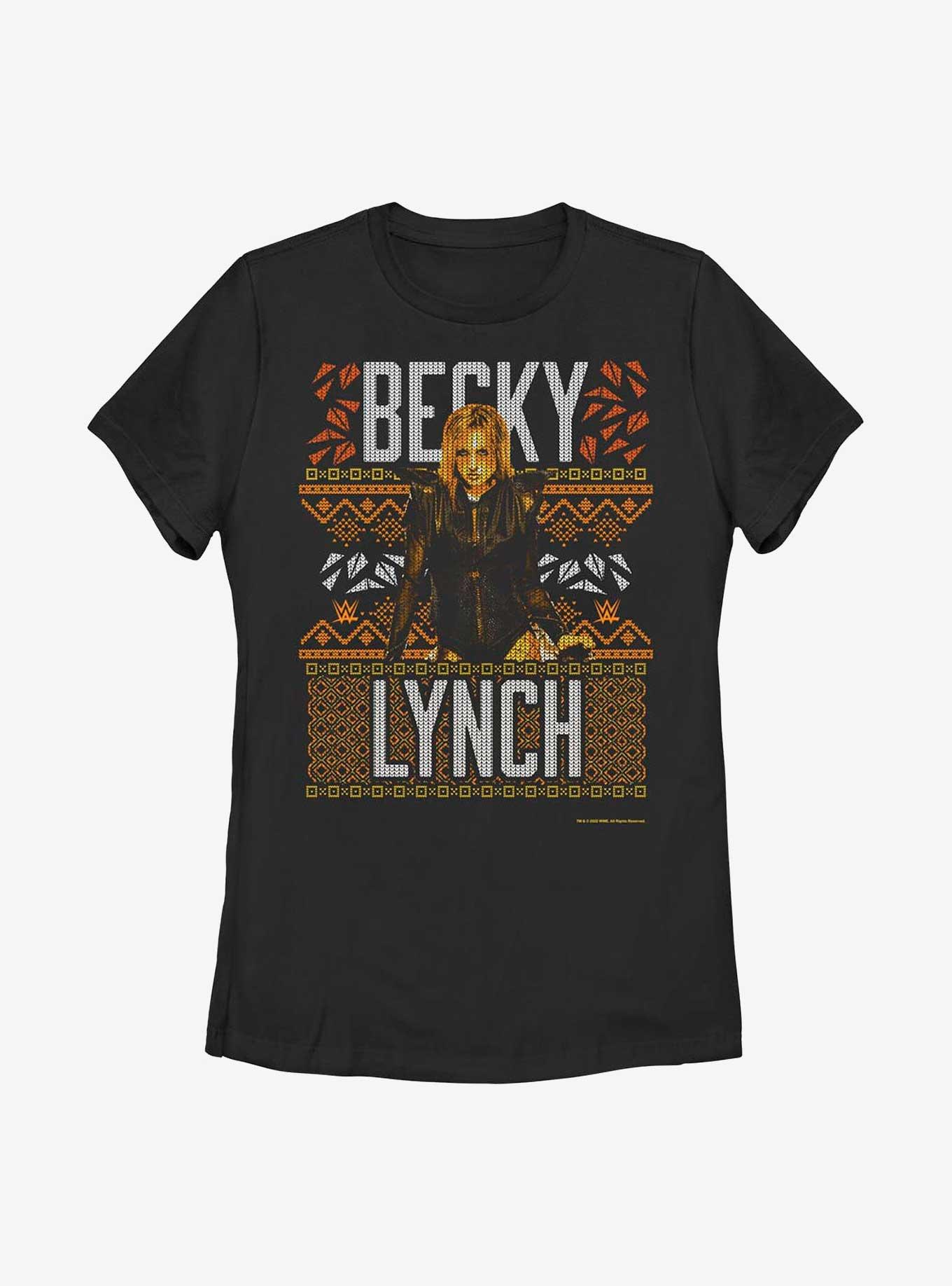 WWE Becky Lynch Ugly Christmas Womens T-Shirt, BLACK, hi-res