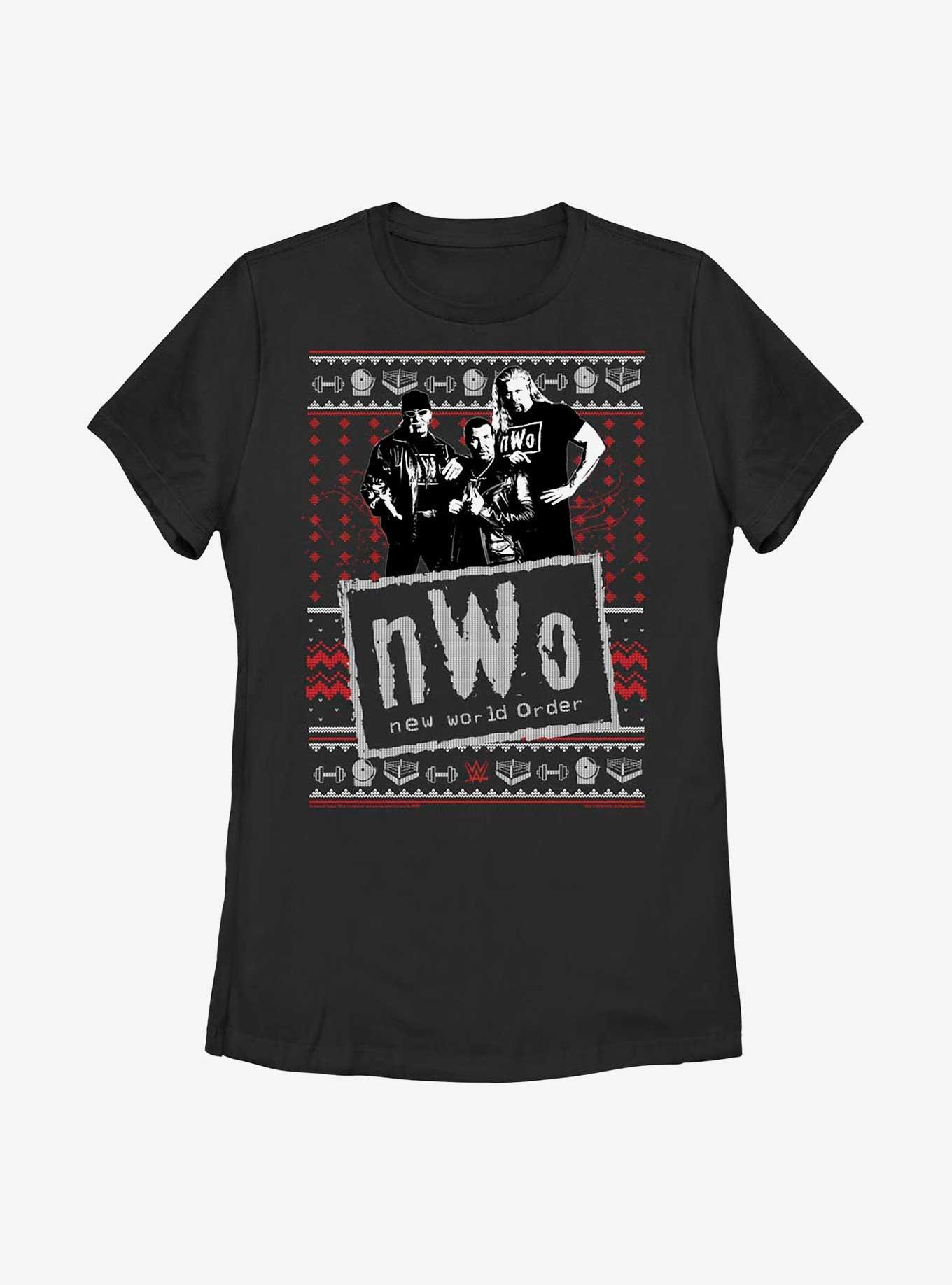 WWE New World Order Ugly Christmas Womens T-Shirt, BLACK, hi-res