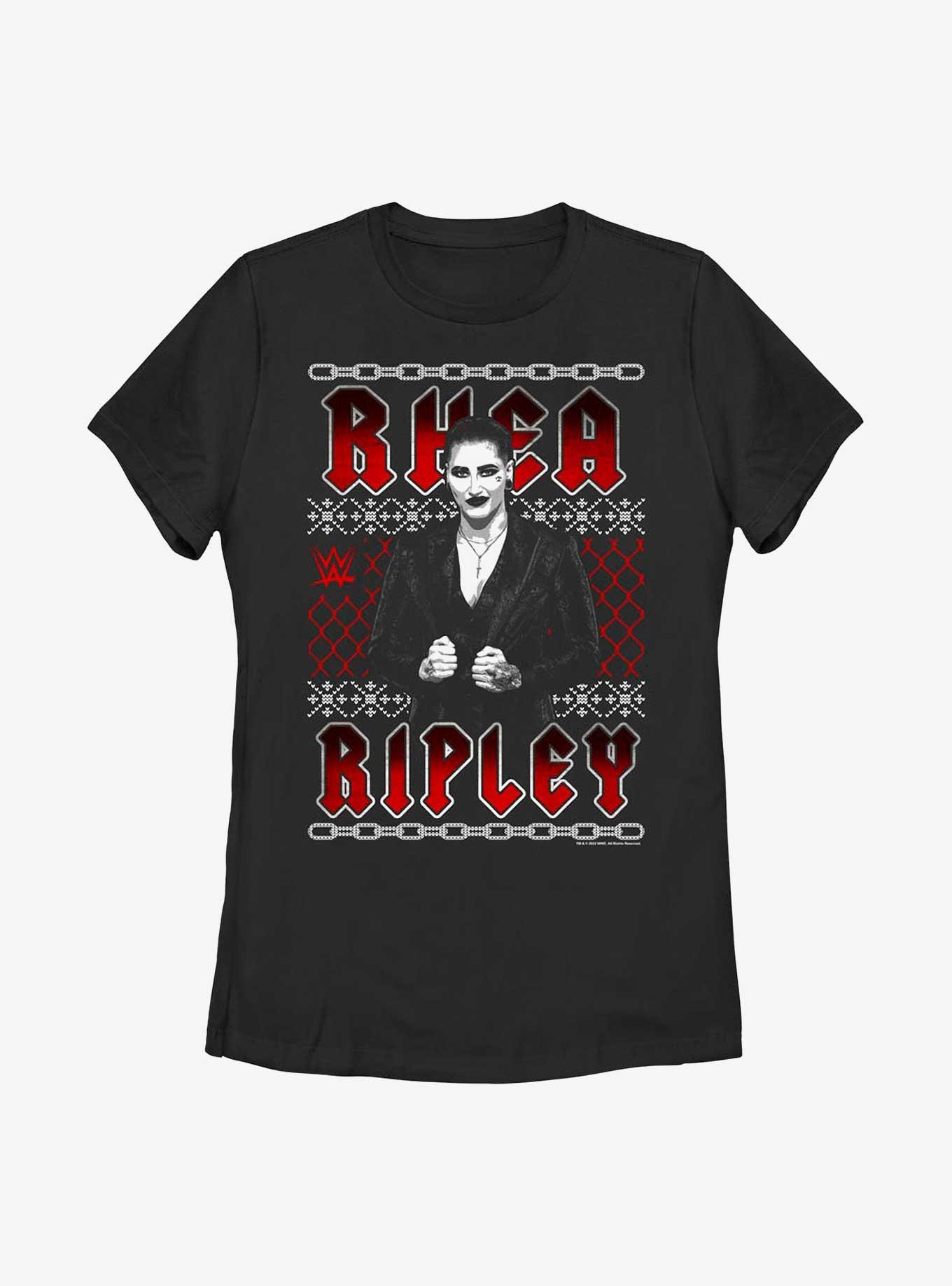 WWE Rhea Ripley Ugly Christmas Womens T-Shirt, BLACK, hi-res