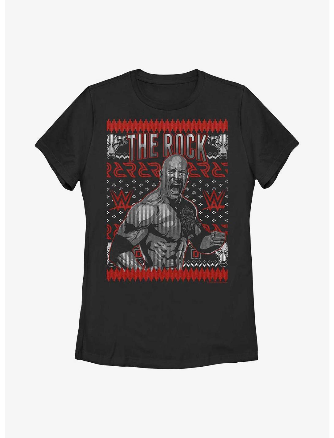 WWE The Rock Ugly Christmas Womens T-Shirt, BLACK, hi-res