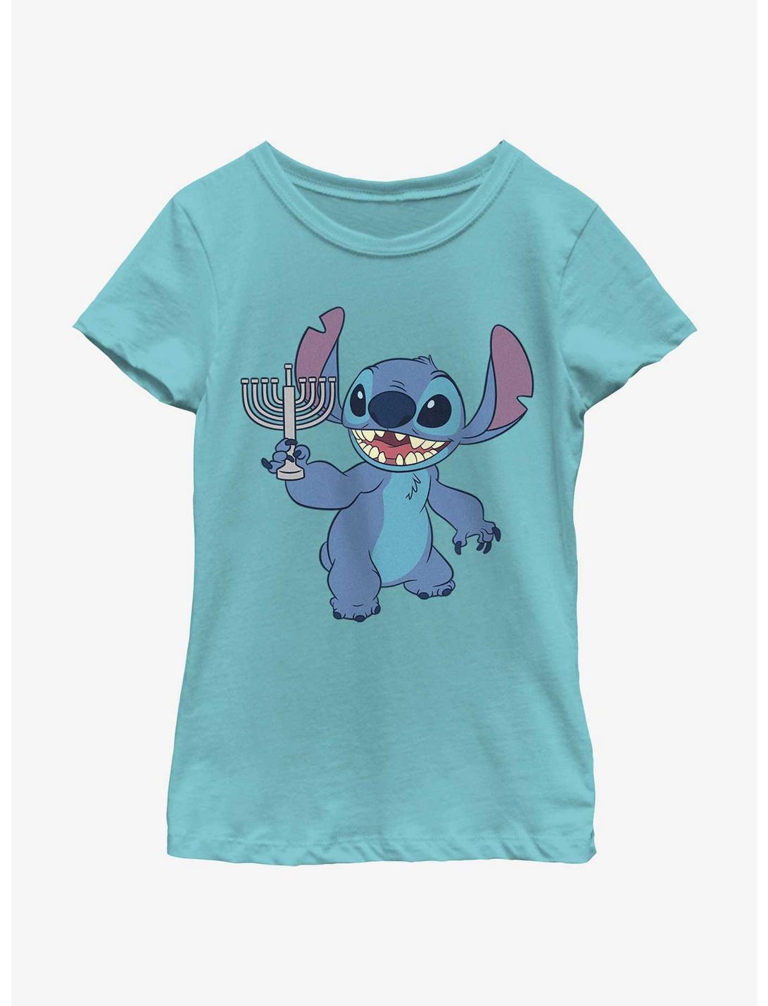 Disney Lilo & Stitch Hanukkah Menorah Youth Girls T-Shirt, TAHI BLUE, hi-res