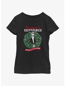 Disney The Nightmare Before Christmas Santa Jack Season's Creepings Wreath Youth Girls T-Shirt, , hi-res