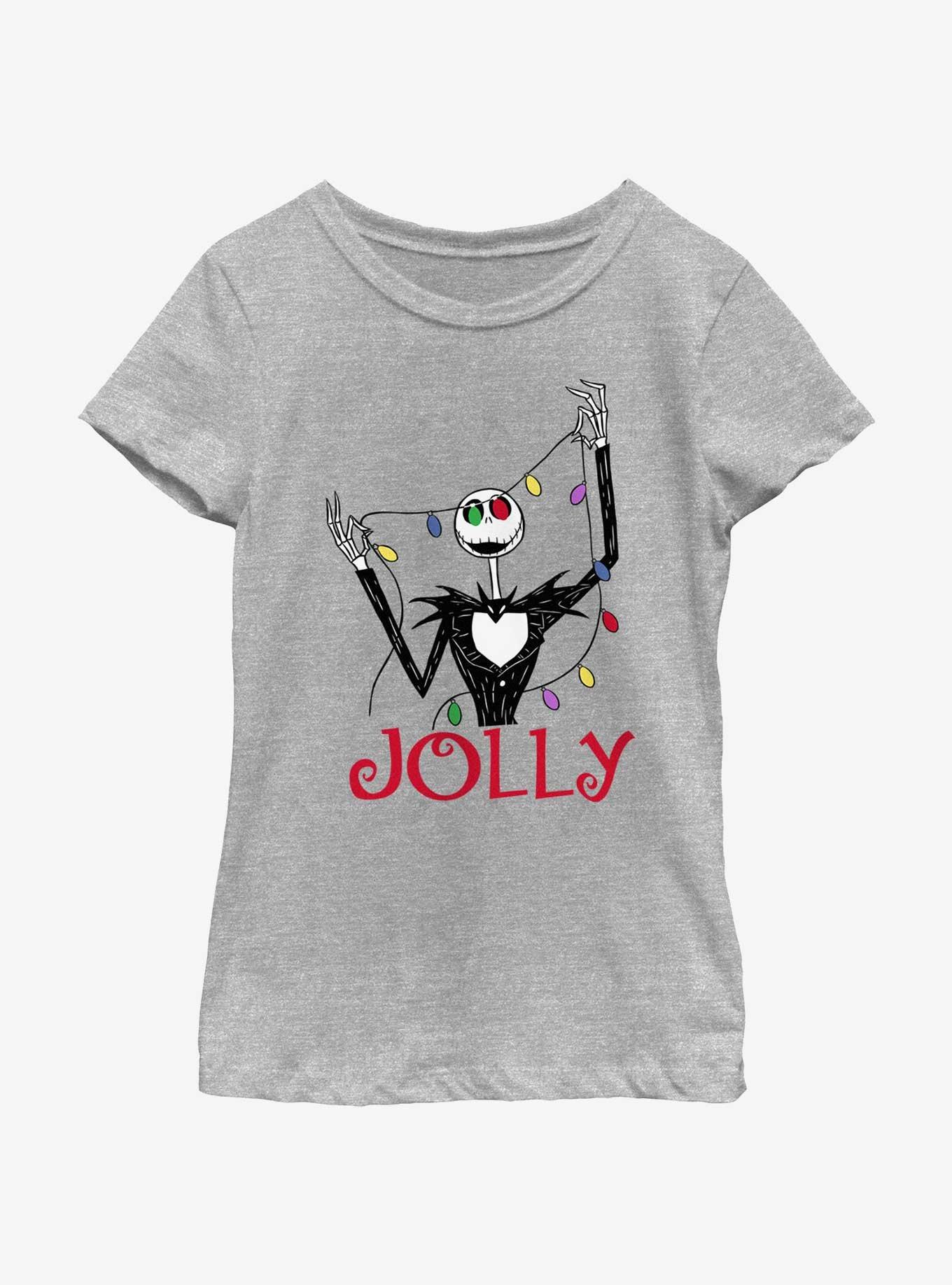 Disney The Nightmare Before Christmas Jack Jolly Lights Youth Girls T-Shirt, ATH HTR, hi-res