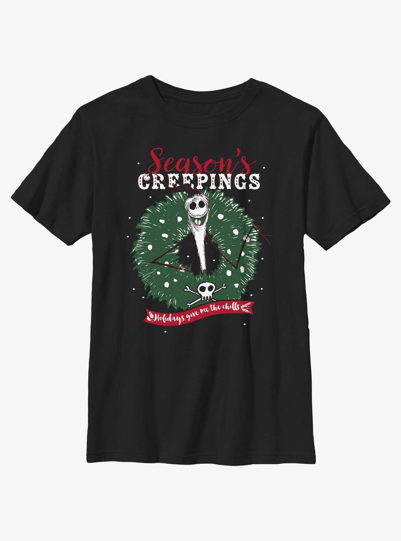 Disney The Nightmare Before Christmas Santa Jack Season's Creepings Wreath Youth Youth T-Shirt, , hi-res