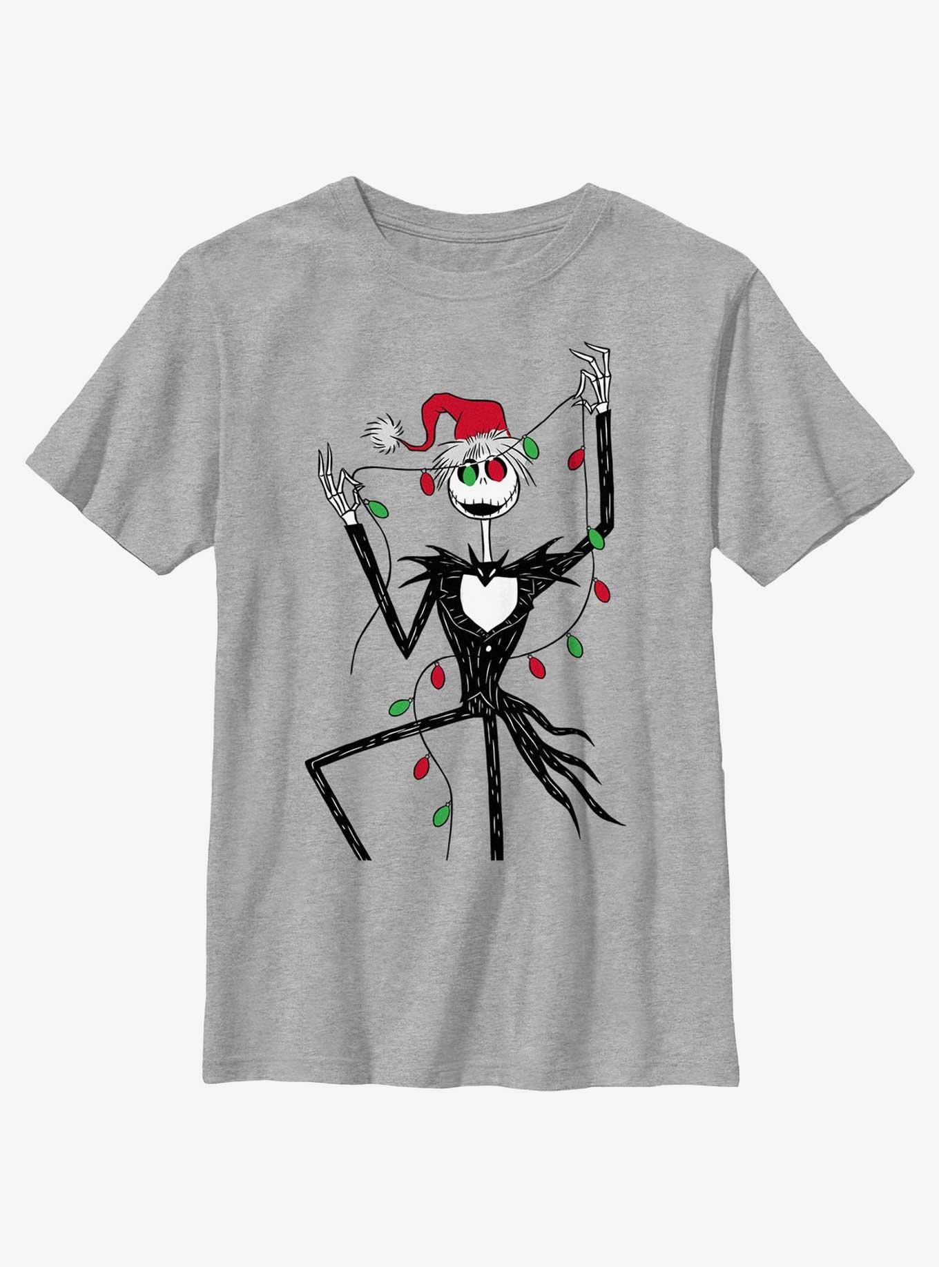Disney The Nightmare Before Christmas Santa Jack Christmas Lights Youth T-Shirt, , hi-res