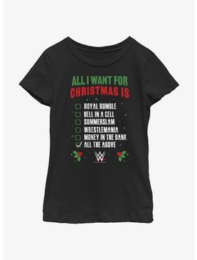 WWE All I Want For Christmas Wish List Youth Girls T-Shirt, , hi-res