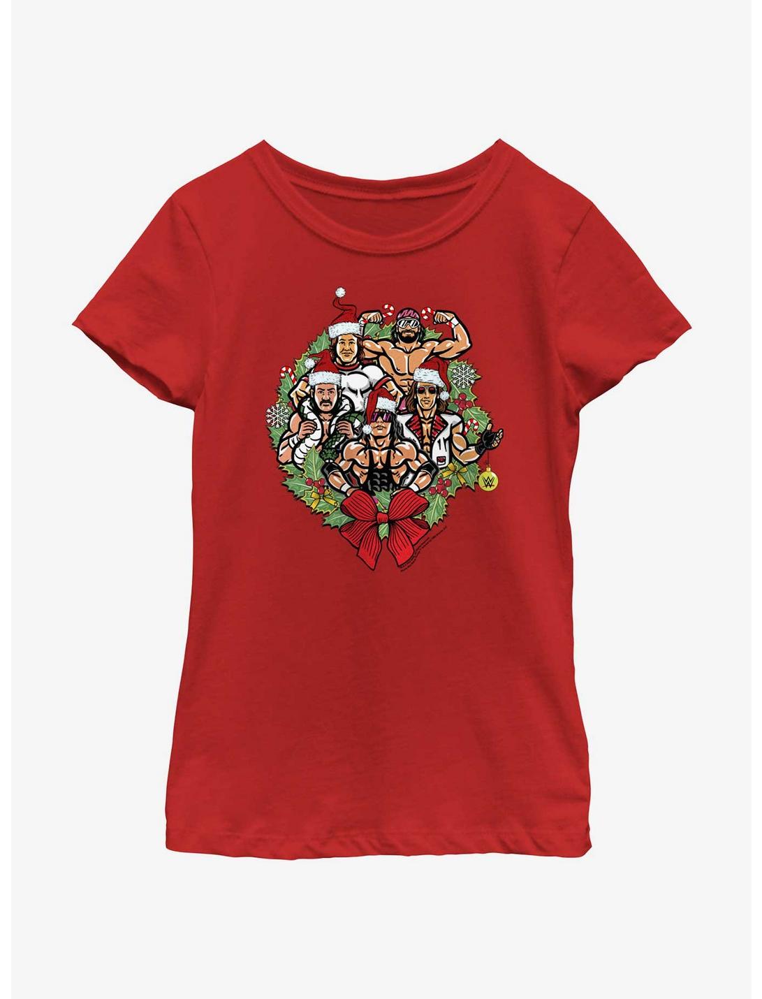 WWE Holiday Legends Wreath Youth Girls T-Shirt, RED, hi-res