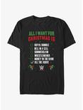 WWE All I Want For Christmas Wish List T-Shirt, BLACK, hi-res
