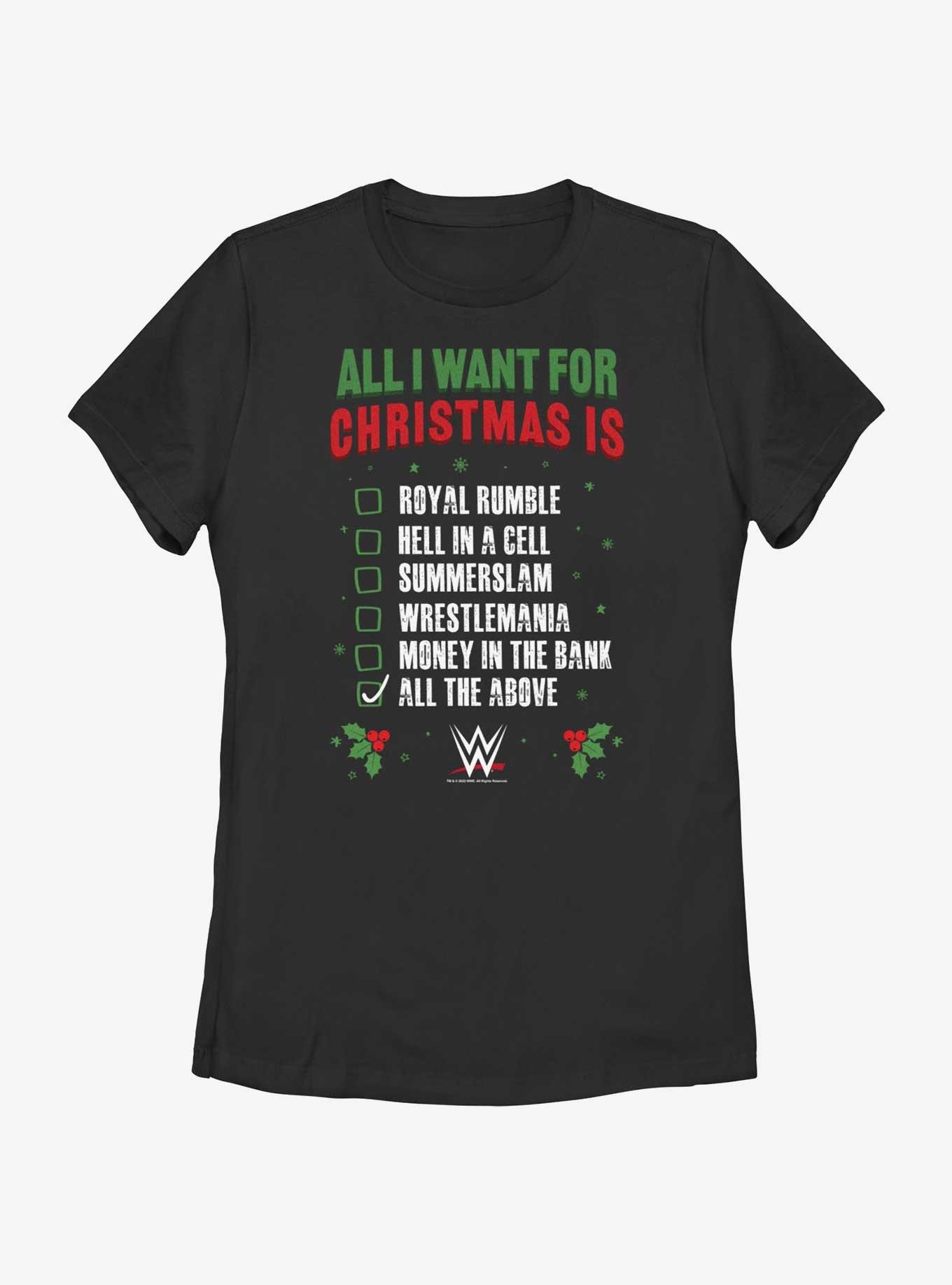 WWE All I Want For Christmas Wish List Womens T-Shirt, , hi-res