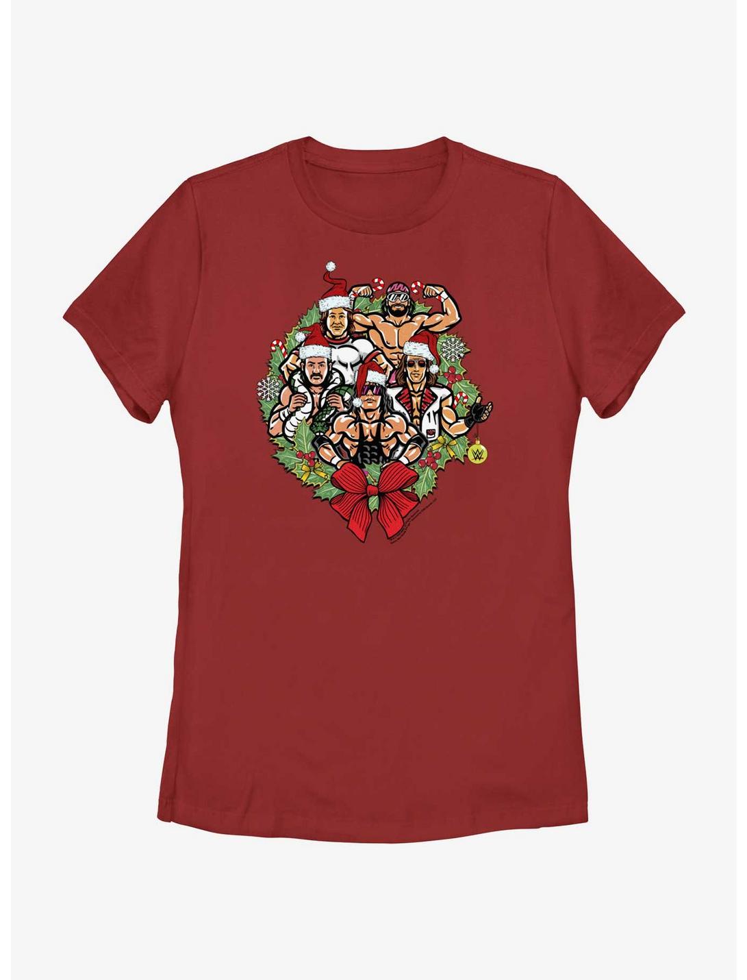 WWE Holiday Legends Wreath Womens T-Shirt, RED, hi-res