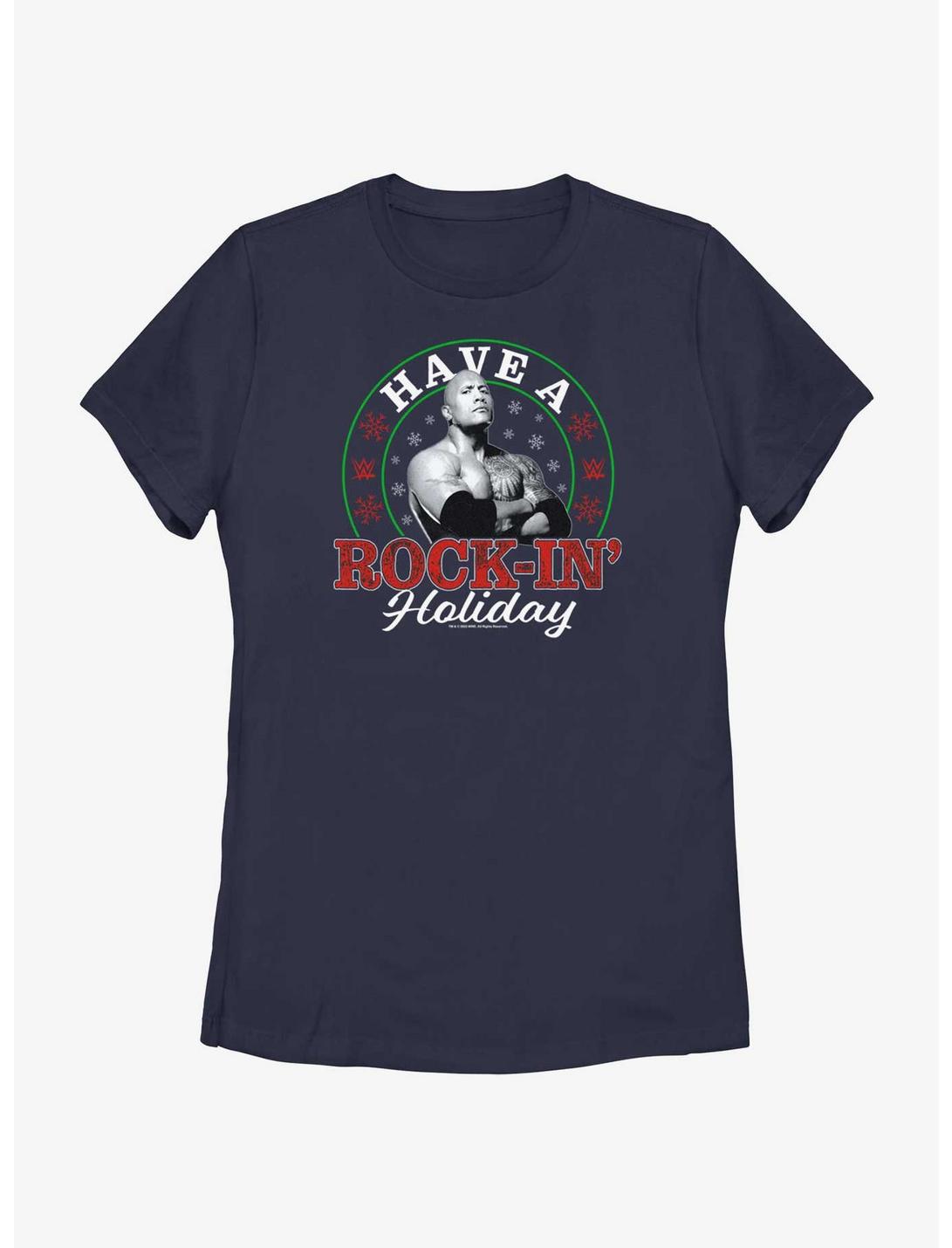 WWE Have A Rock-In' Holiday Womens T-Shirt, NAVY, hi-res