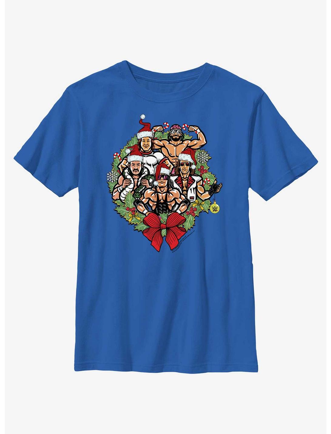 WWE Holiday Legends Wreath Youth T-Shirt, ROYAL, hi-res