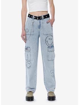 Smiley® Smileyworld Grommet Belt Denim Cargo Pants, , hi-res