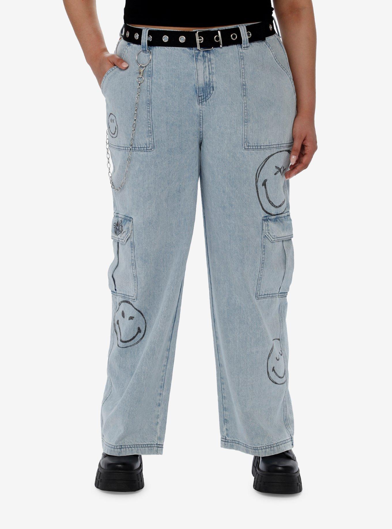 Smiley&reg; Smileyworld Grommet Belt Denim Cargo Pants Plus Size, MULTI, hi-res