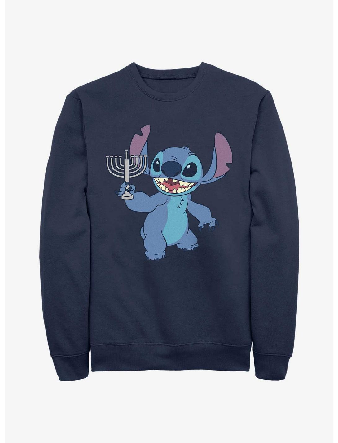 Disney Lilo & Stitch Hanukkah Menorah Sweatshirt, NAVY, hi-res