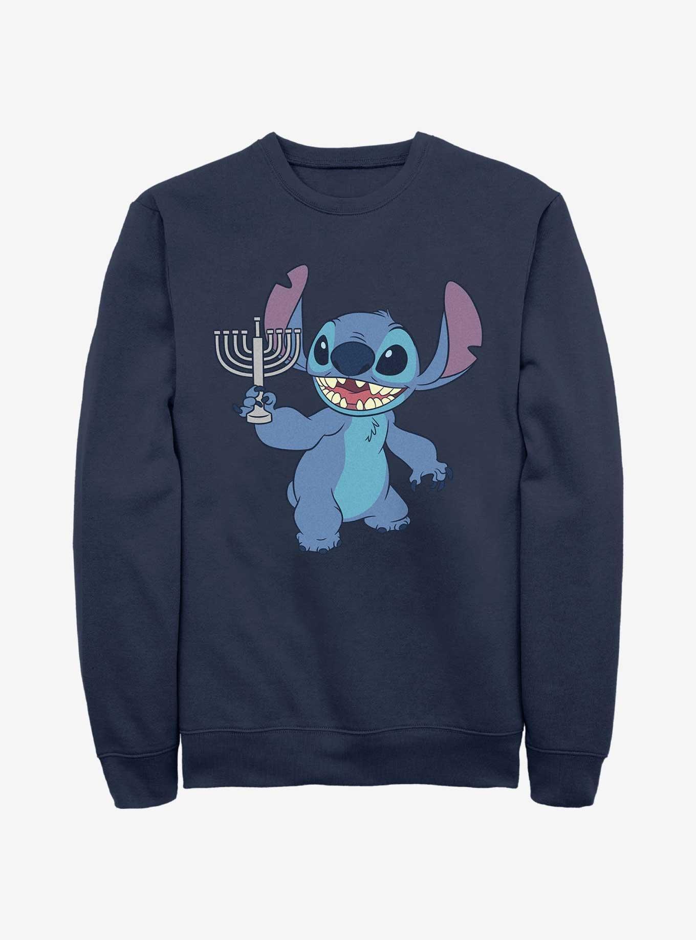 Disney Lilo & Stitch Hanukkah Menorah Sweatshirt, NAVY, hi-res