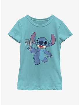 Disney Lilo & Stitch Hanukkah Menorah Youth Girls T-Shirt, , hi-res