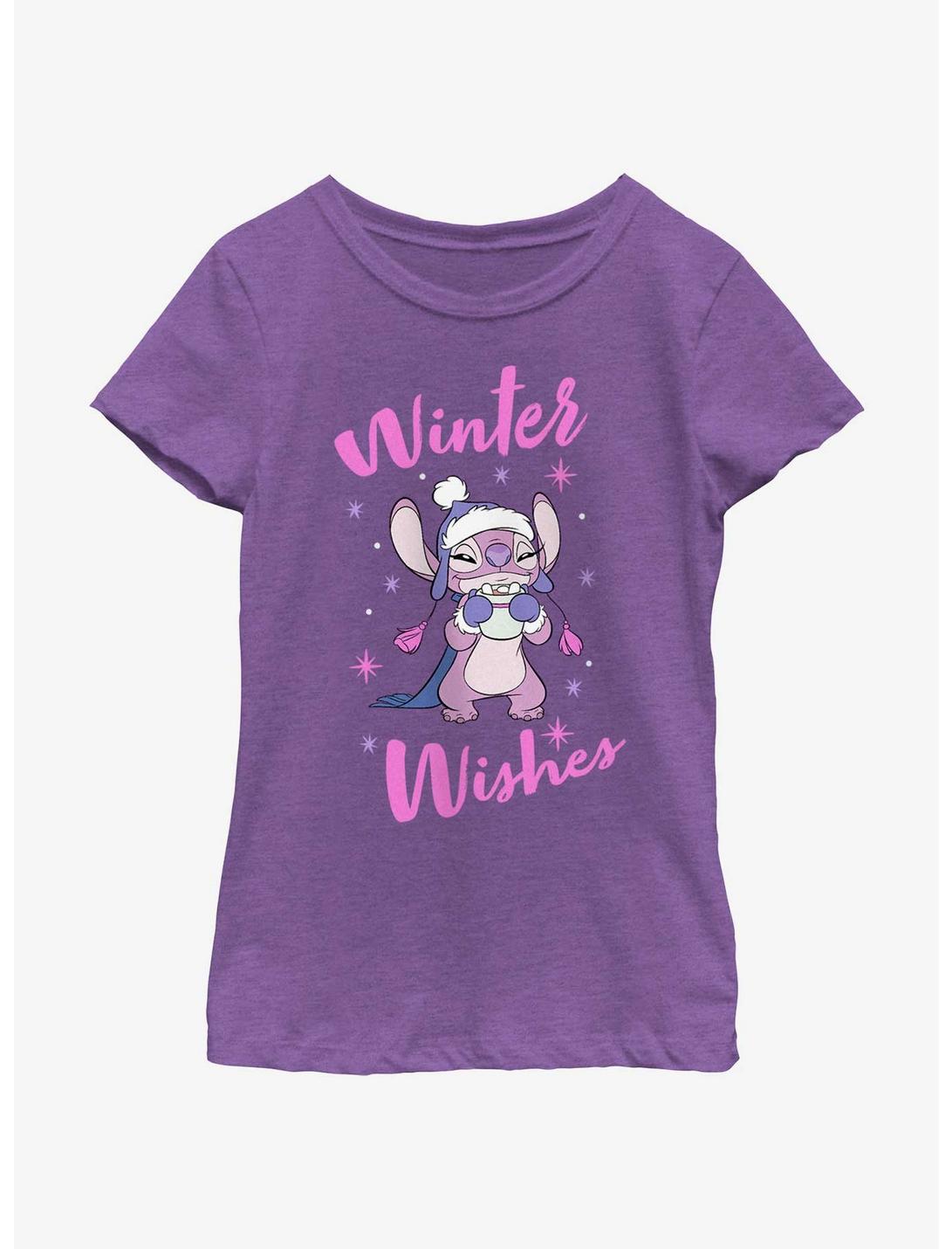 Disney Lilo & Stitch Angel Winter Wishes Youth Girls T-Shirt, PURPLE BERRY, hi-res