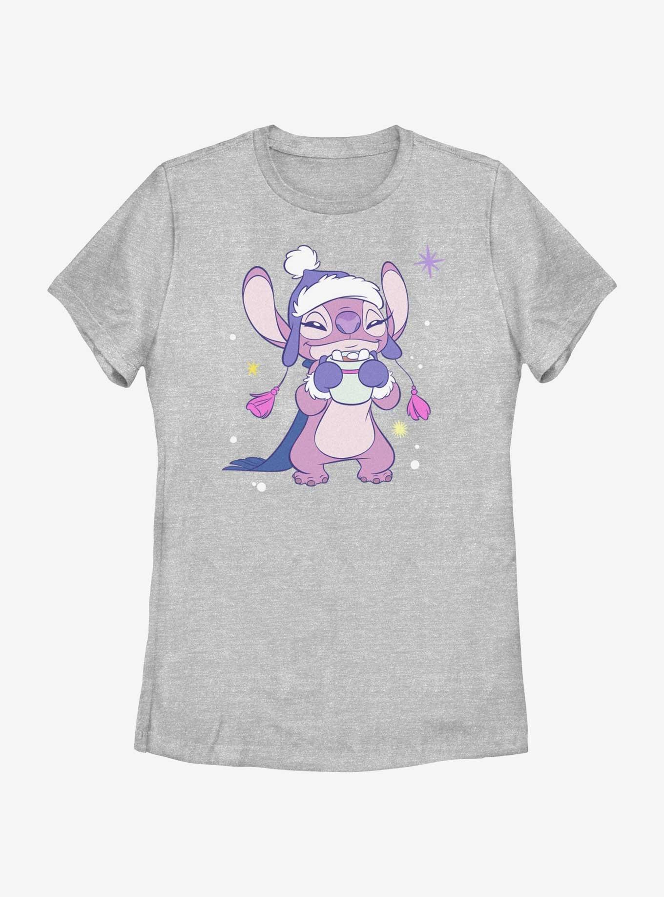 Disney Lilo & Stitch Cozy Angel Hot Cocoa Womens T-Shirt, ATH HTR, hi-res