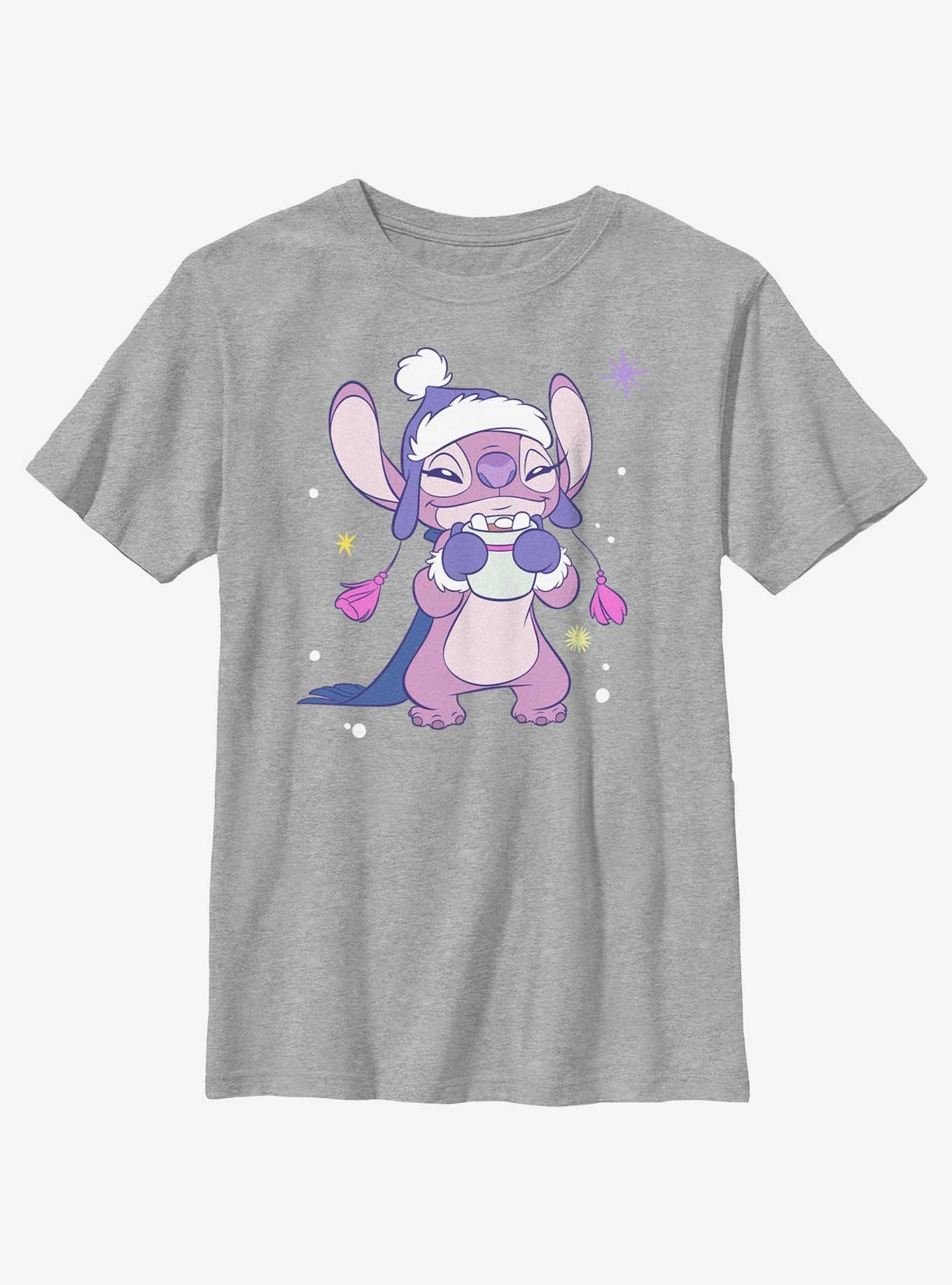 Disney Lilo & Stitch Cozy Angel Hot Cocoa Youth T-Shirt, ATH HTR, hi-res