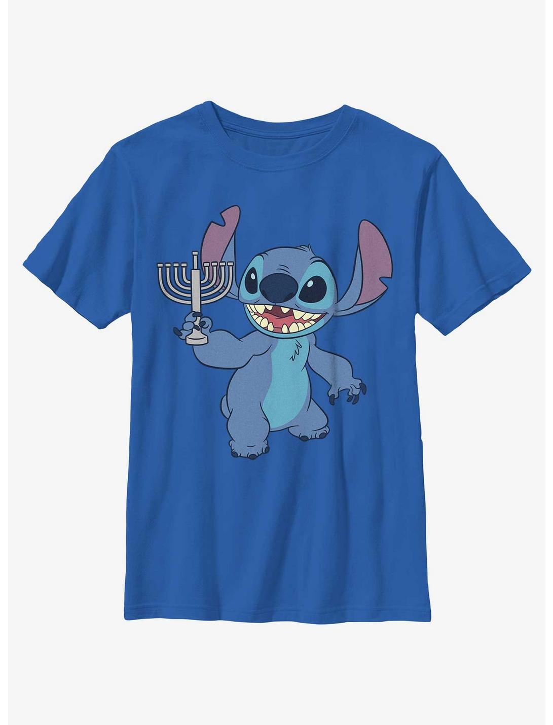 Disney Lilo & Stitch Hanukkah Menorah Youth T-Shirt, ROYAL, hi-res