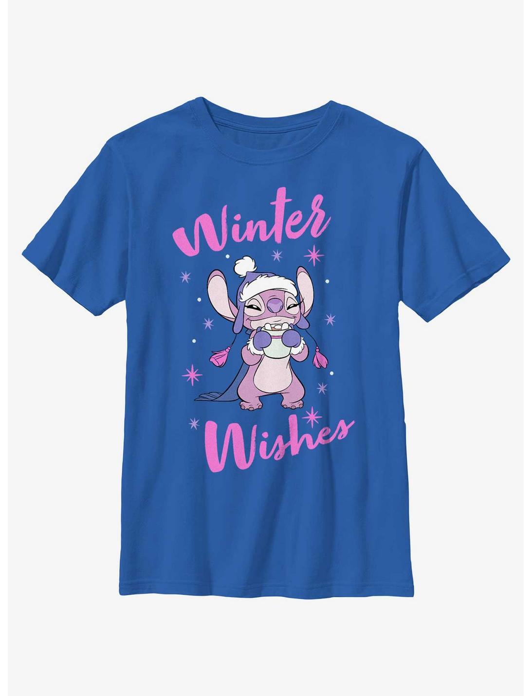 Disney Lilo & Stitch Angel Winter Wishes Youth T-Shirt, ROYAL, hi-res