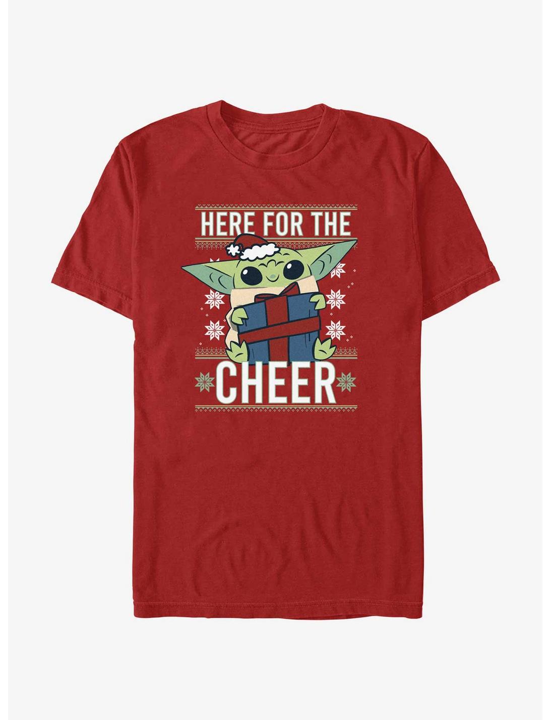 Star Wars The Mandalorian Grogu Here For The Cheer T-Shirt, RED, hi-res
