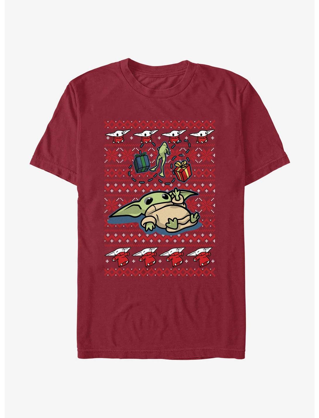 Star Wars The Mandalorian Grogu Gifts Ugly Christmas T-Shirt, CARDINAL, hi-res